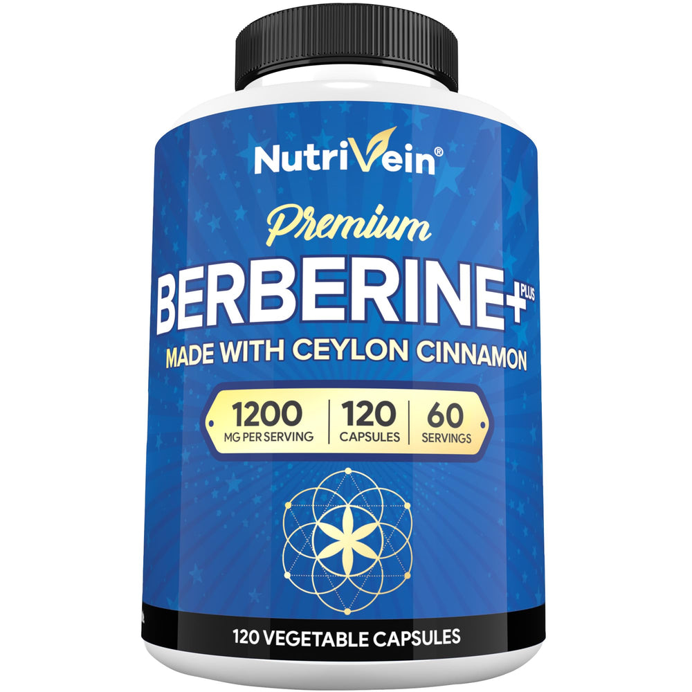 Nutrivein Berberine HCL 1200 mg with Cinnamon bottle and label