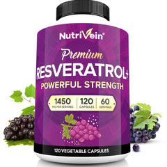 Nutrivein Resveratrol 1450mg bottle front with 120 capsules