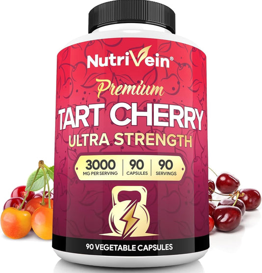 Bottle and label of Nutrivein Tart Cherry Capsules 3000mg
