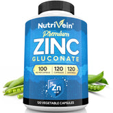 Nutrivein Zinc Gluconate 100mg bottle – 120 capsules (hero image)