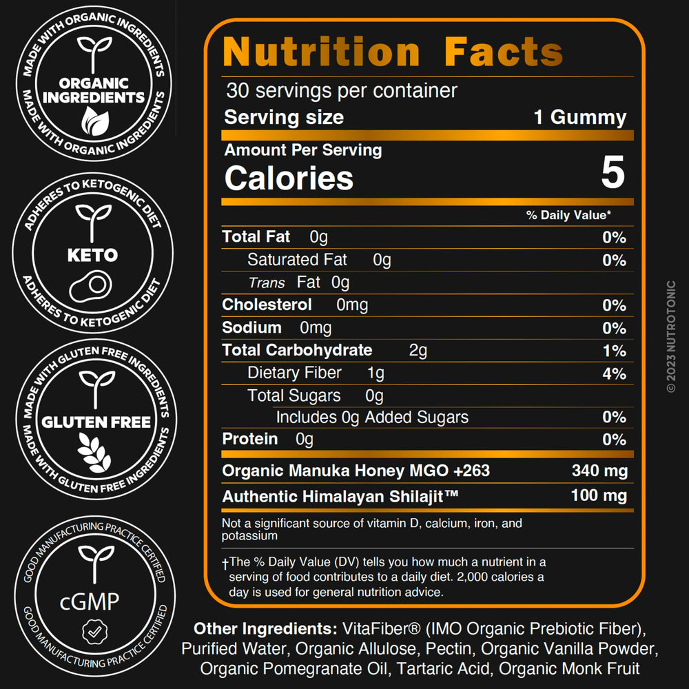 NutroTonic Shilajit Gummies pomegranate vanilla flavor for daily use