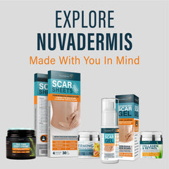 NUVADERMIS Advanced Scar Gel cruelty-free label signals ethical skincare.