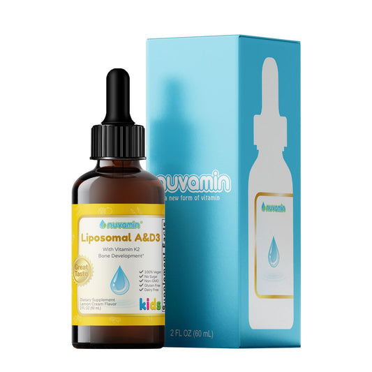 Nuvamin liposomal vitamin A and D3 drops with lemon flavor; 60ml bottle