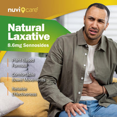 NUVICARE Senna Tablets dose line on bottle indicating user-friendly nightly use.