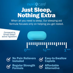 NUVICARE Sleep Aid with glass of water illustrates simple nightly intake before bed.