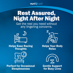 NUVICARE Sleep Aid non-habit formulation highlights safe, dependable night-time support.