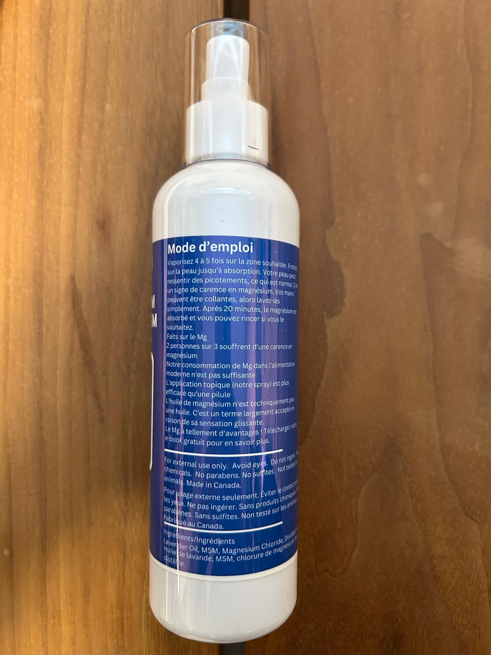 Daily use application of Nuvo Wellness Magnesium Spray with MSM 12oz
