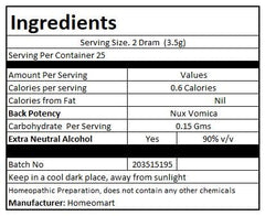 Product display of Homeomart Nux Vomica pellets pack