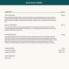 Allergen-free and Non-GMO labeling on Good Green Vitality