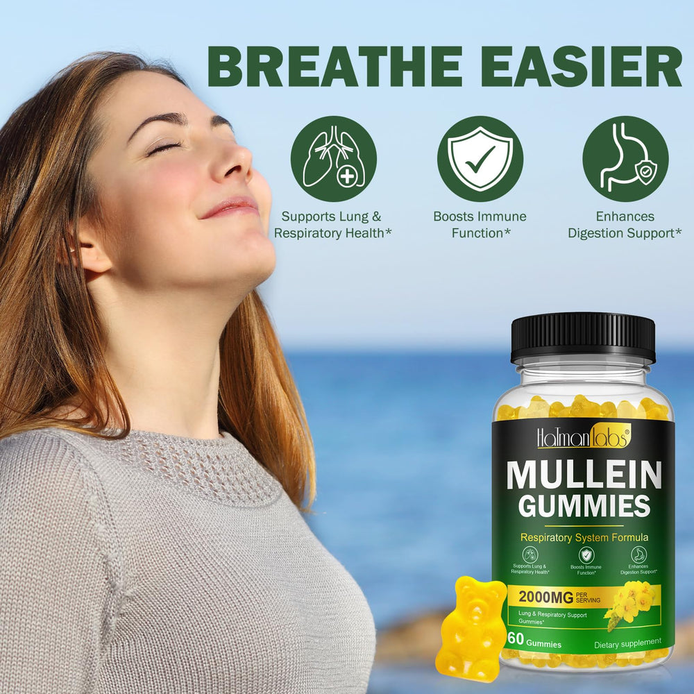Lifestyle image suggesting gummies for lung health and breathing support