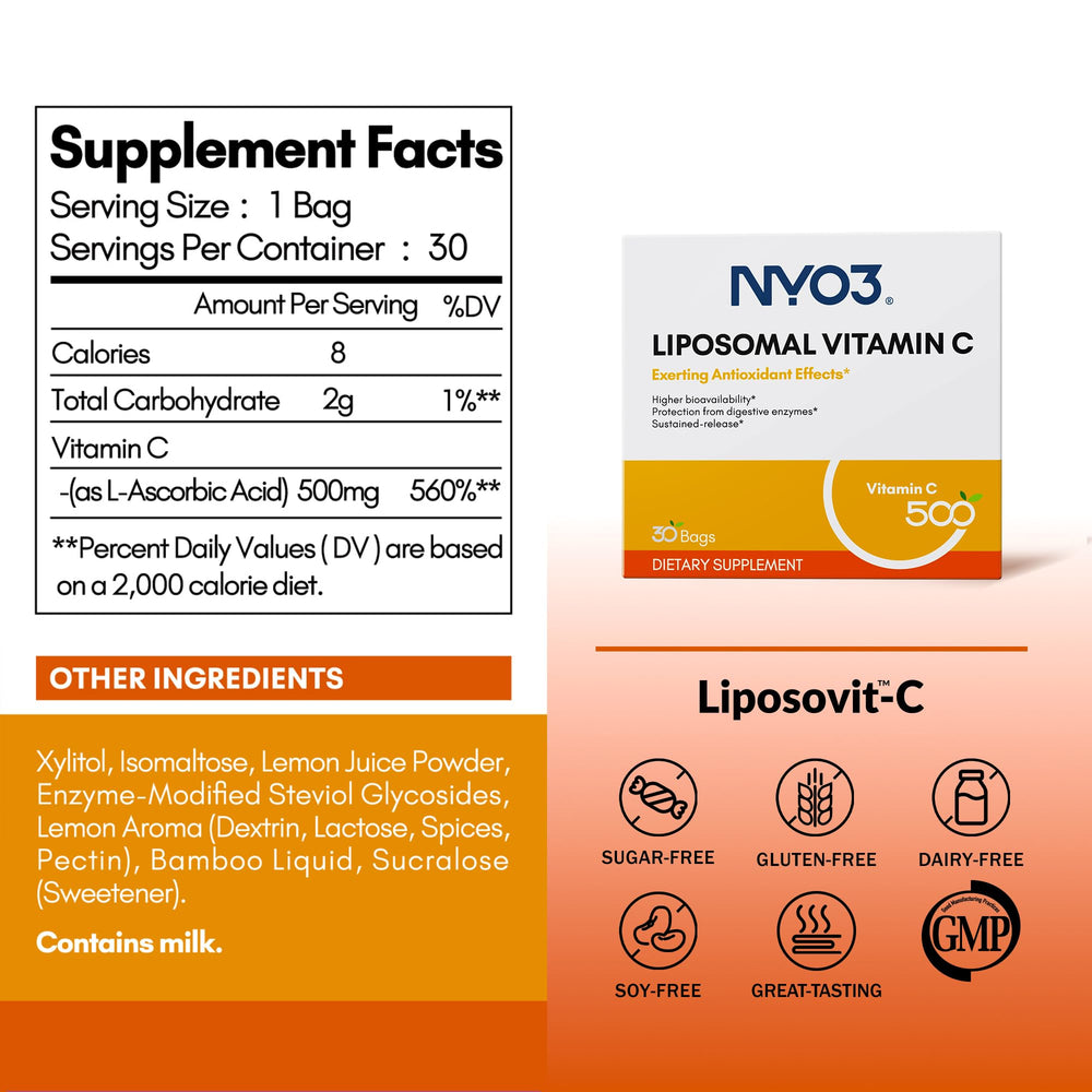 Bottle of NYO3 Liposomal Vitamin C Powder