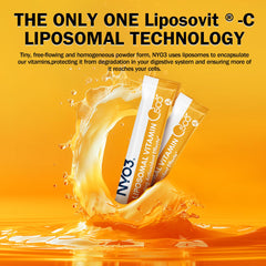 Person using NYO3 Liposomal Vitamin C Powder outdoors