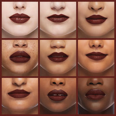 NYX Slide On Lip Pencil Brick House in use for smooth lip lining and long-lasting color.