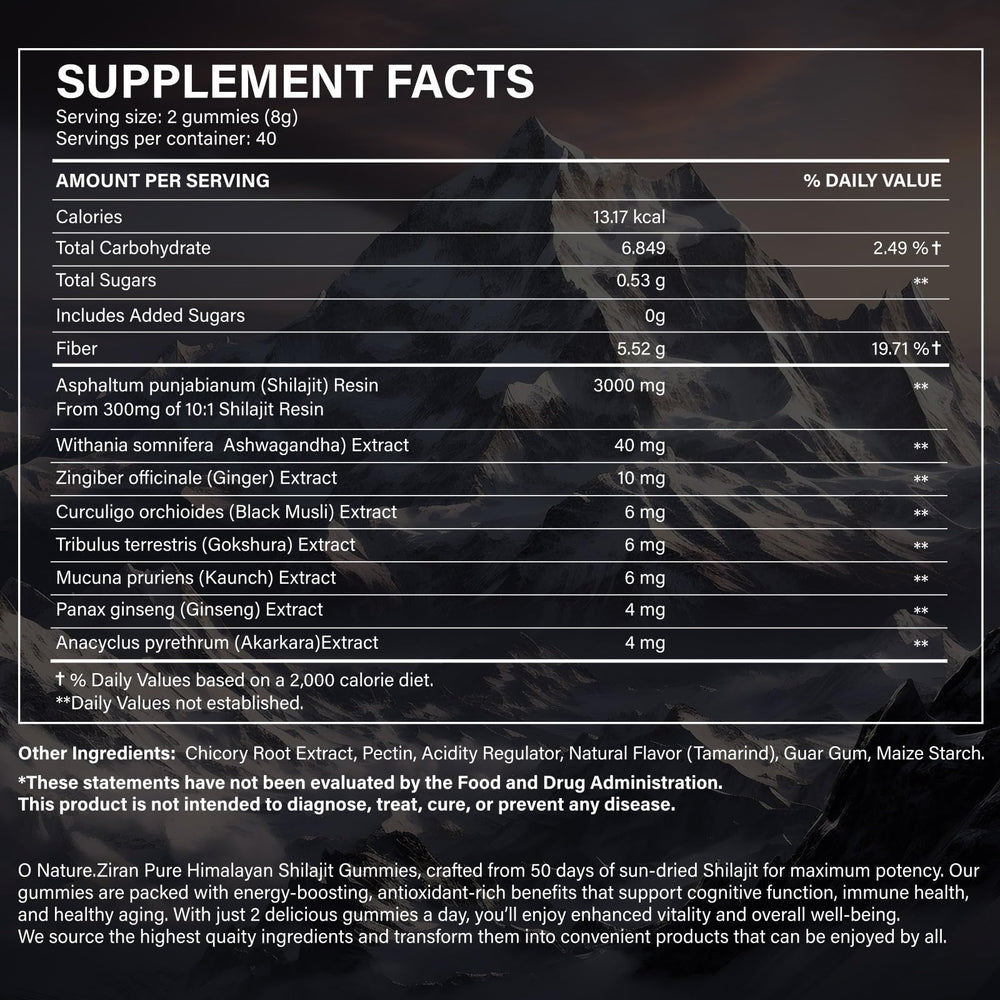 Shilajit Gummies with Ashwagandha and Gokshura ingredients