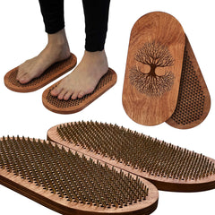 Oak-oval Sadhu board with nails for acupressure and meditation in full view
