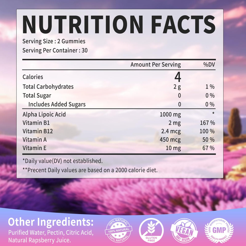 OALSE Raspberry-flavored Alpha Lipoic Acid Gummies bottle label