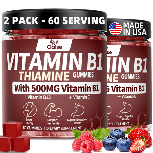 OALSE Thiamine B1 Gummies 2-Pack, Mixed Berry flavor, 500g, 120 gummies