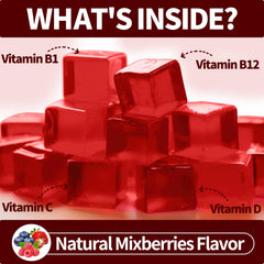 Dosage illustration showing two gummies per day