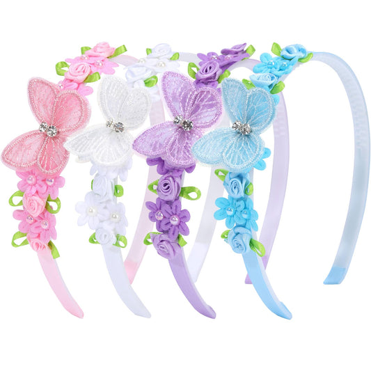 OAOLEER pink butterfly headband with diamonds for parties and photos