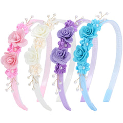 OAOLEER flower headband pink with pearls, comfortable wear and stylish detail