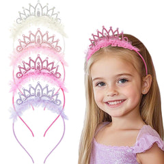 OAOLEER princess crown headband with rhinestones and tulle for a sparkling birthday look.