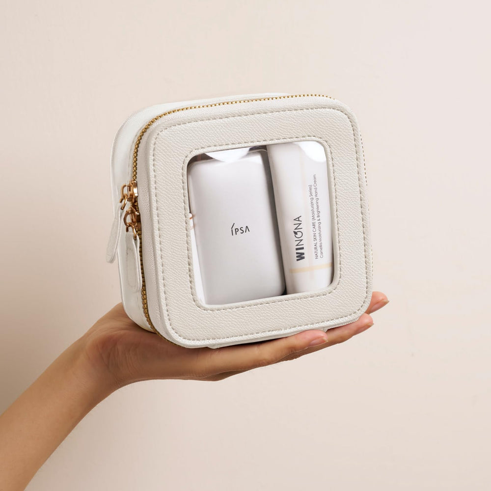 Oaque slim square cosmetic bag perfect for lipstick and cards on the go.