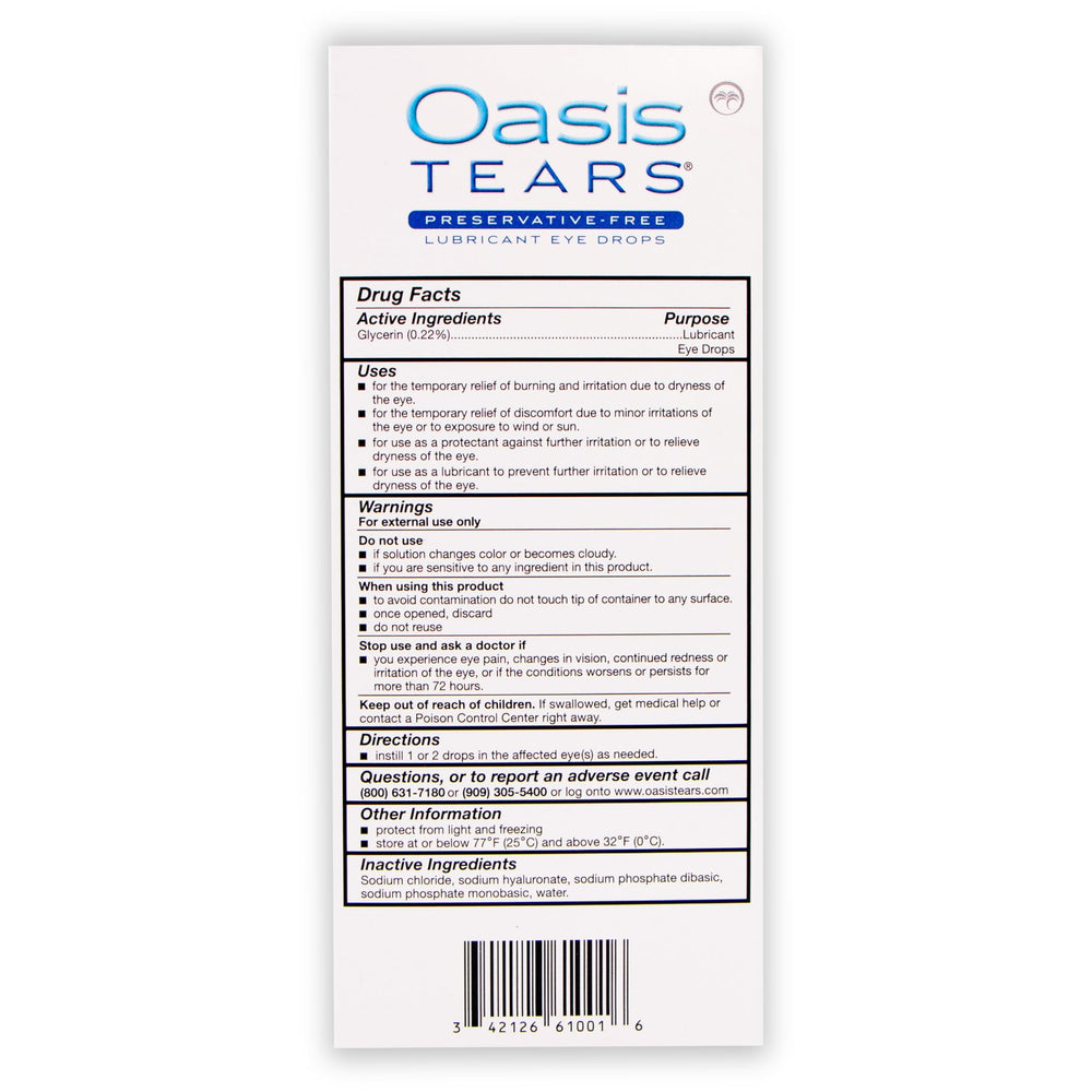 Oasis Tears sterile single-use packaging supports clean application anywhere