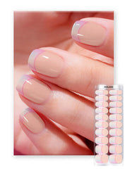 Oauee blush ombre gel nail strips applied on nails for salon-worthy shine.