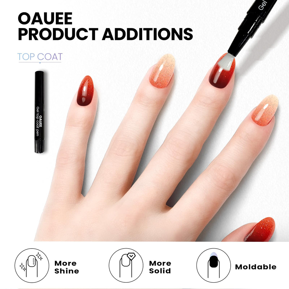Oauee built-in gel top coat for longer-lasting shine and smooth finish.