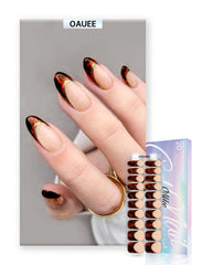 OAUEE Leopard Goldtrim French nail strips for chic salon-style nails at home.