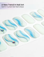 Oauee Ocean Breeze close-up of designs for versatile, salon-like nail art at home.