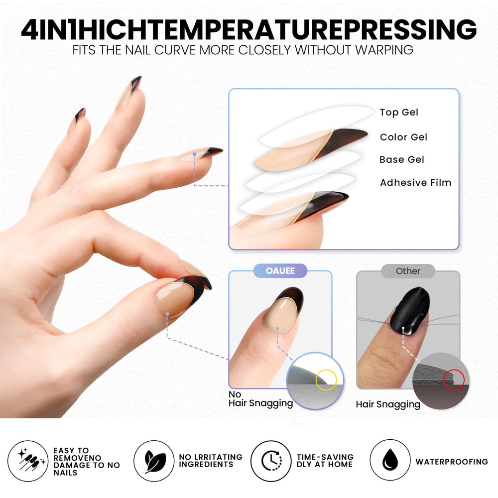 OAUEE semi-cured gel nail strips adapt to different nail shapes and sizes.