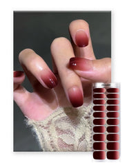 OAUEE semi-cured gel nail strips in red wine gradient for bold salon-style nails