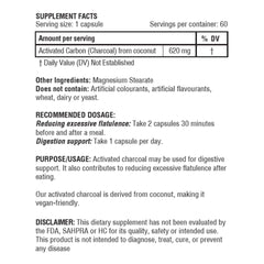 Coconut-derived activated charcoal capsules ingredients