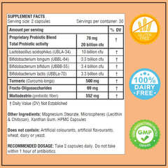 Probiotic strains: Lactobacillus acidophilus and Bifidobacterium species