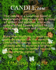 Obsidian crystal for grounding and aura protection on the candle