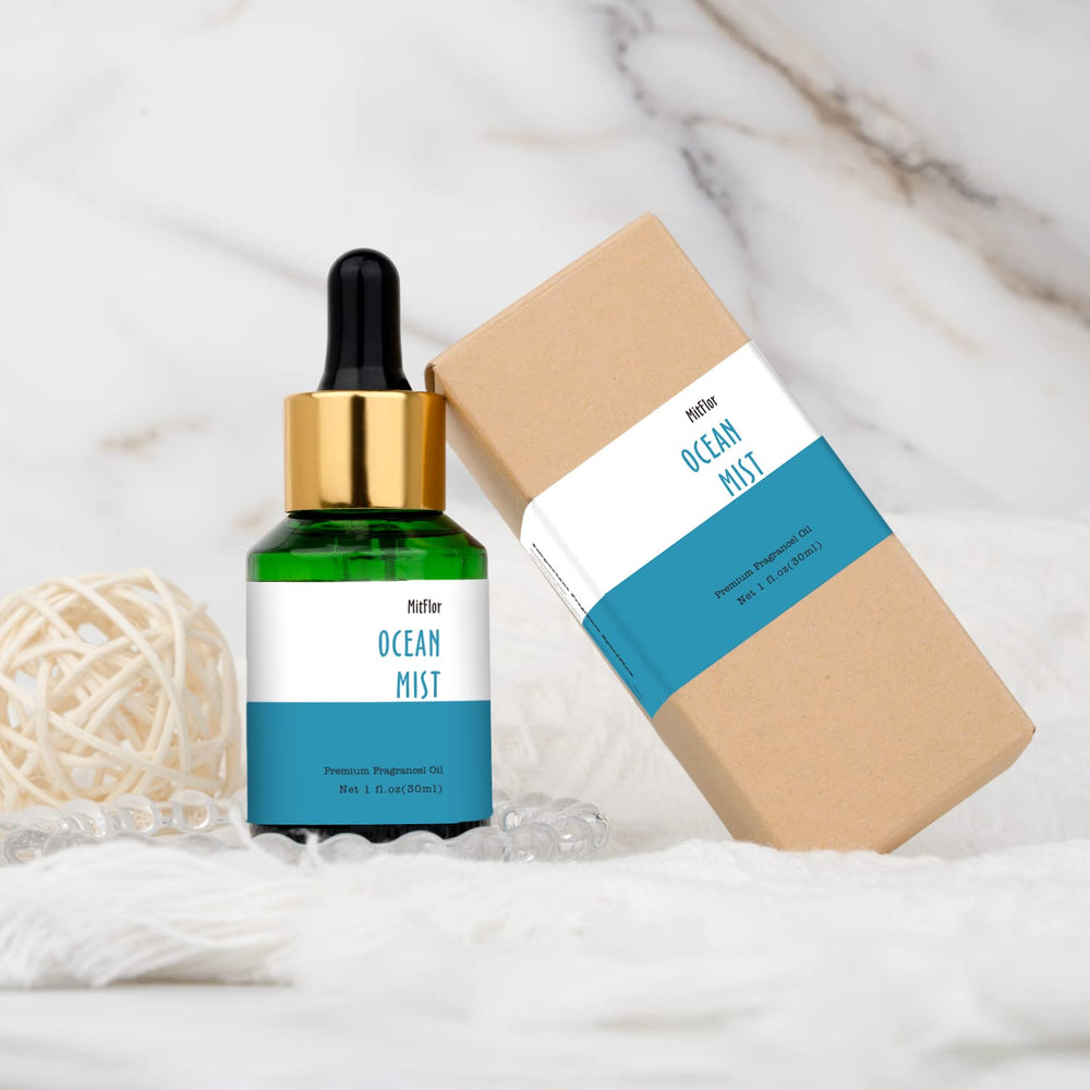 Premium Ocean Mist fragrance oil glass bottle with dropper