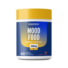 Oceanblue Essentials Mood Food Omega-3 bottle with mini softgels