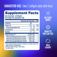 Close-up of Oceanblue Omega-3 2100mg softgels.