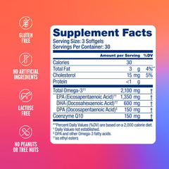 Orange-flavored Omega-3 2100 softgels close-up