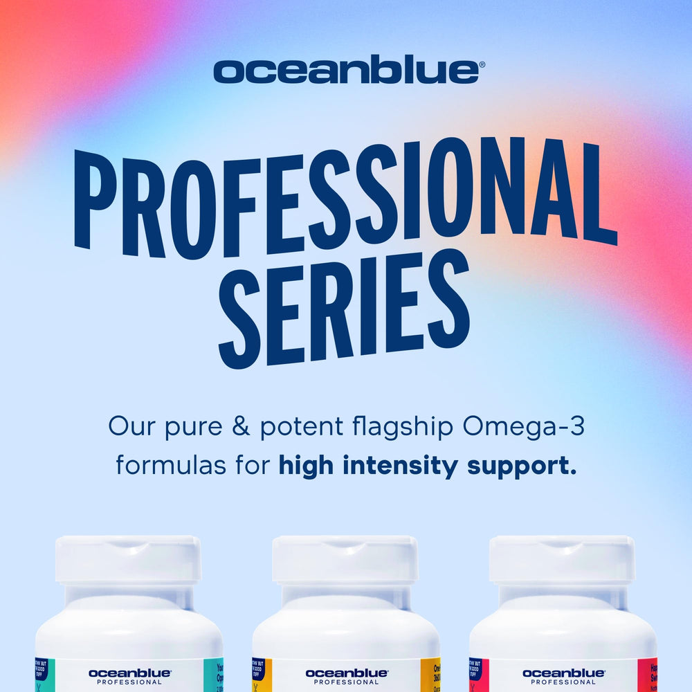 Angled shot of Oceanblue Omega-3 2100 packaging