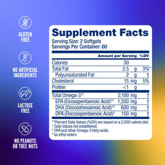 Pack shot of Oceanblue Omega-3 bottle with 60 servings