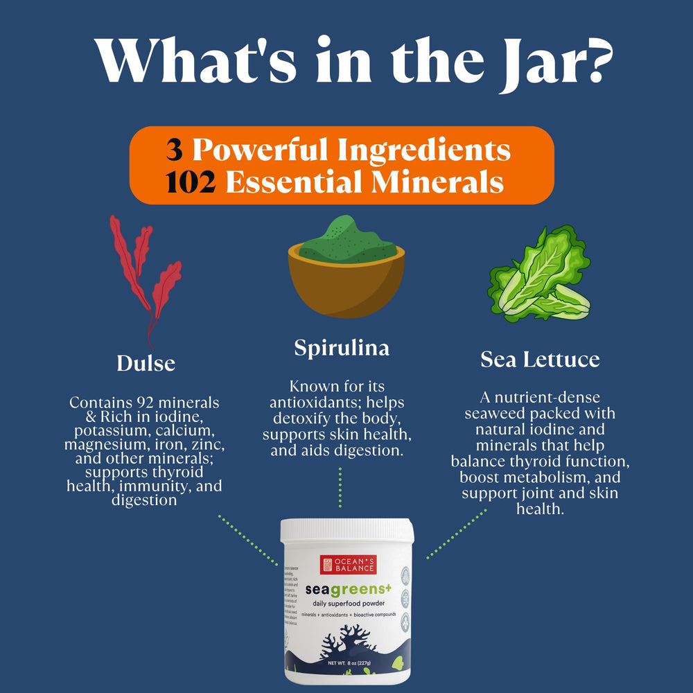 Dulse and Seagreens seaweed ingredients close-up