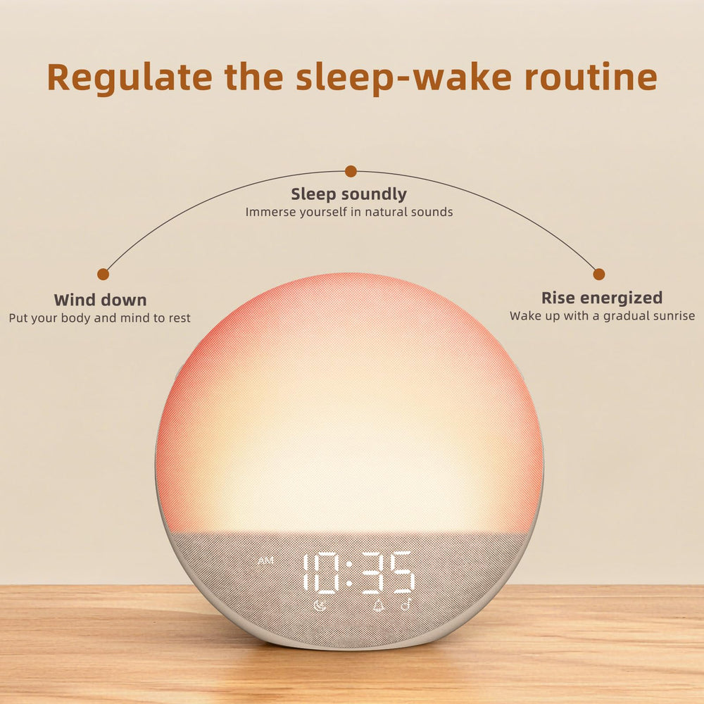 Odokee Sunrise Alarm Clock Bluetooth speaker delivers clear 5W audio for entertainment.