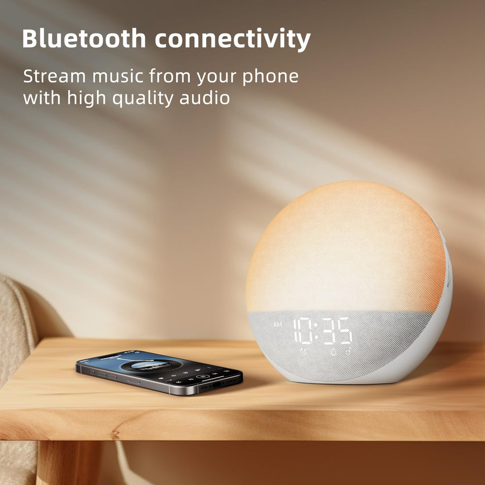 Odokee Sunrise Alarm Clock display dimmed for comfortable night reading