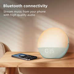 Odokee Sunrise Alarm Clock night light provides a soft, color-rich glow for reading