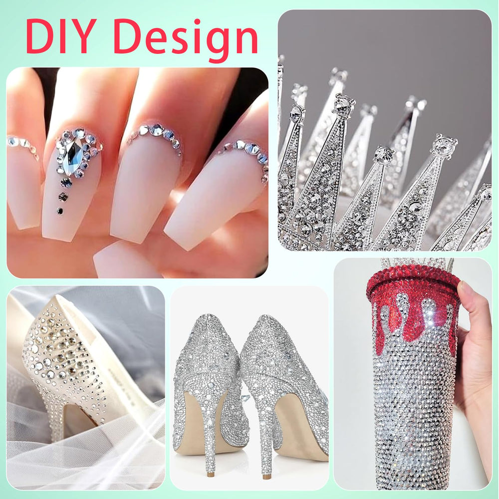 OEMOO rhinestones applied to shoes and bags for decorative accents
