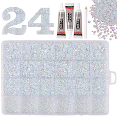 OEMOO White Rhinestones box sorted by size for precise DIY embellishments
