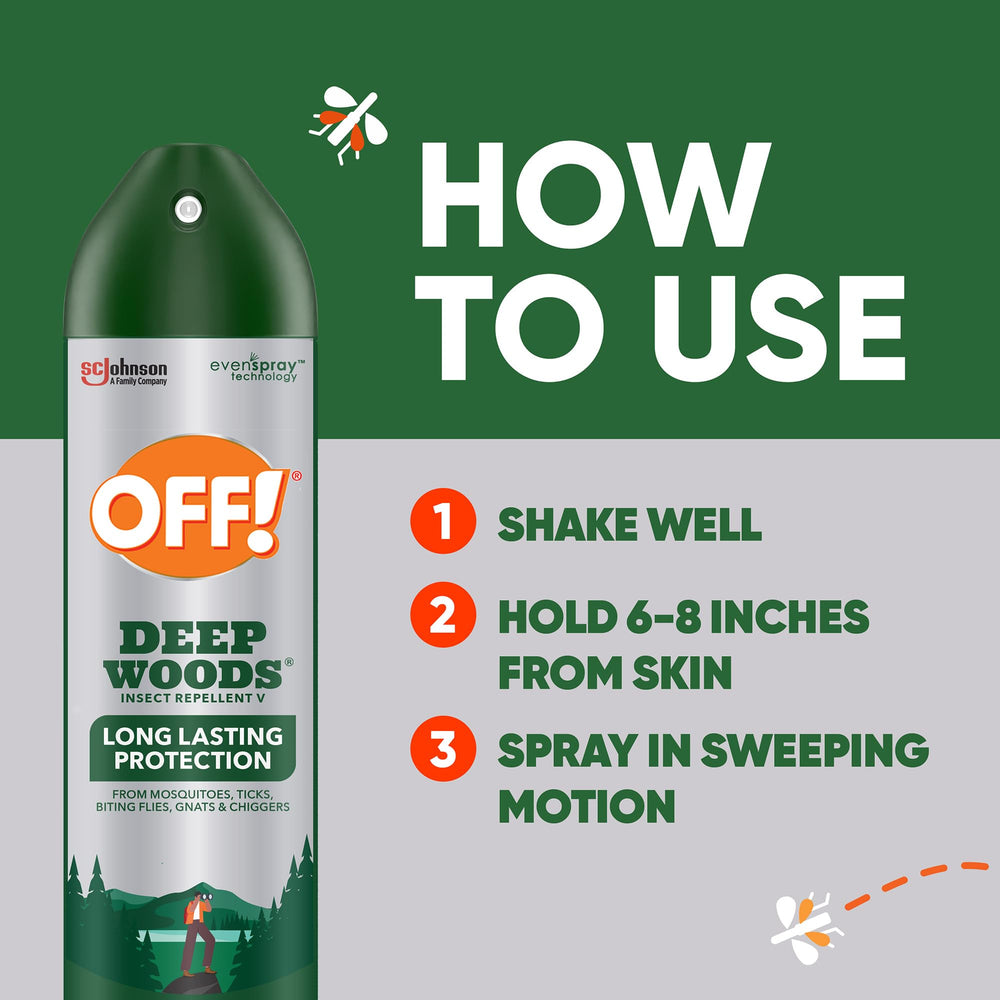 OFF! Deep Woods no-see-ums shield supports comfortable evenings outdoors.