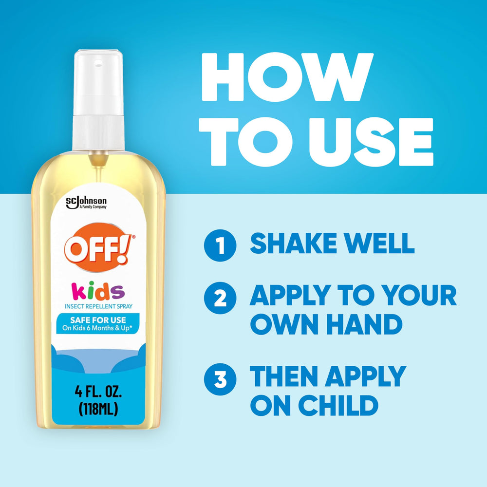 OFF! Kids Insect Repellent Spray at the beach, staying bite-free.